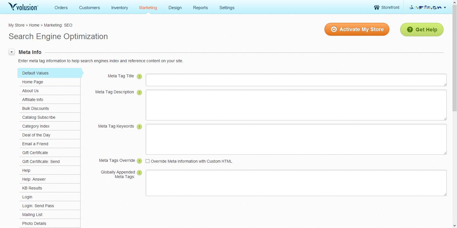 Volusion helps search engines find your site