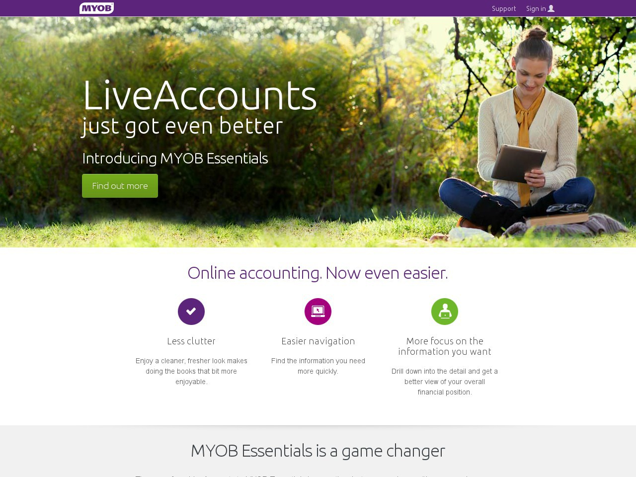 MYOB LiveAccounts Screenshot