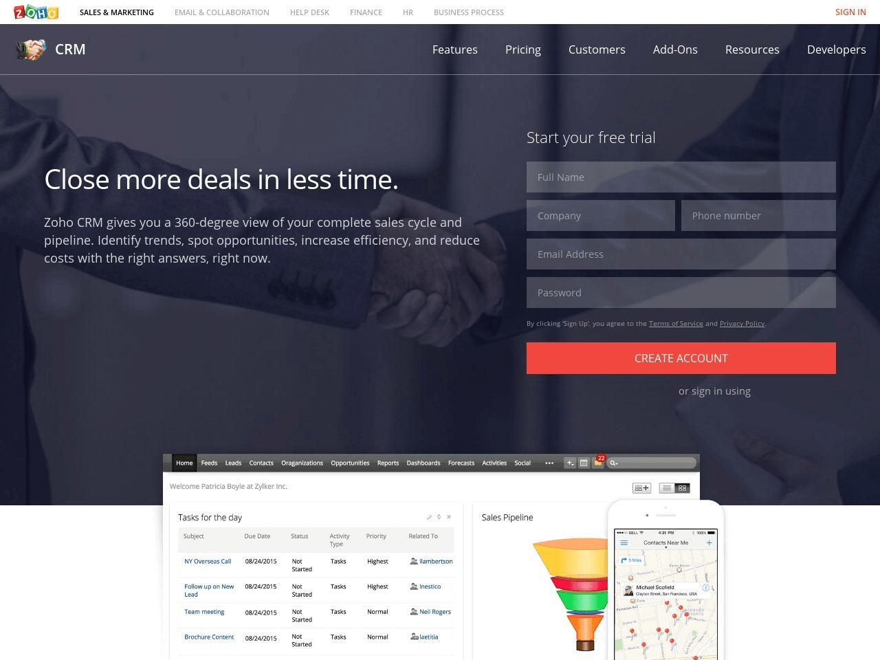 Zoho CRM Screenshot