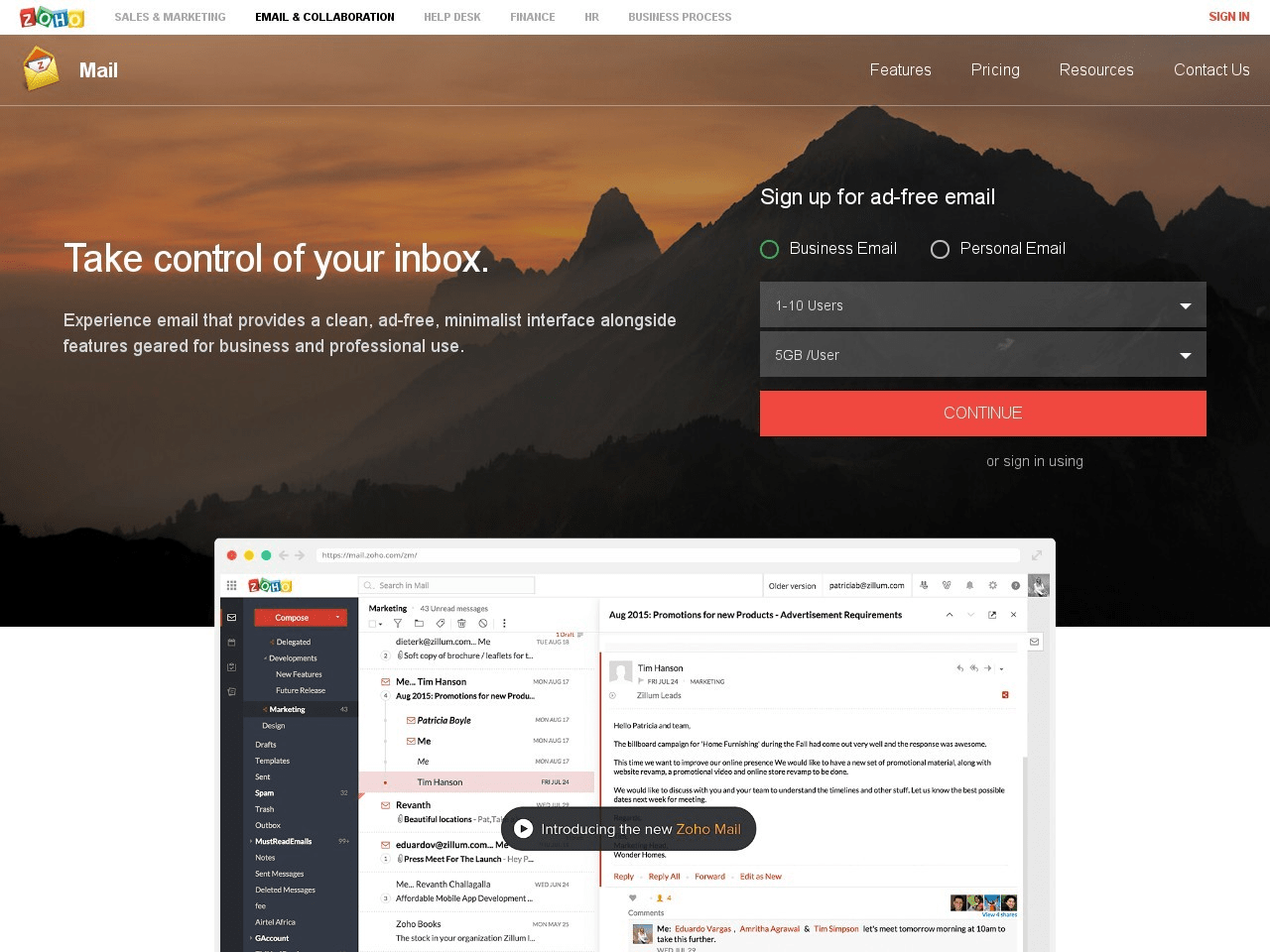 Zoho Mail Screenshot