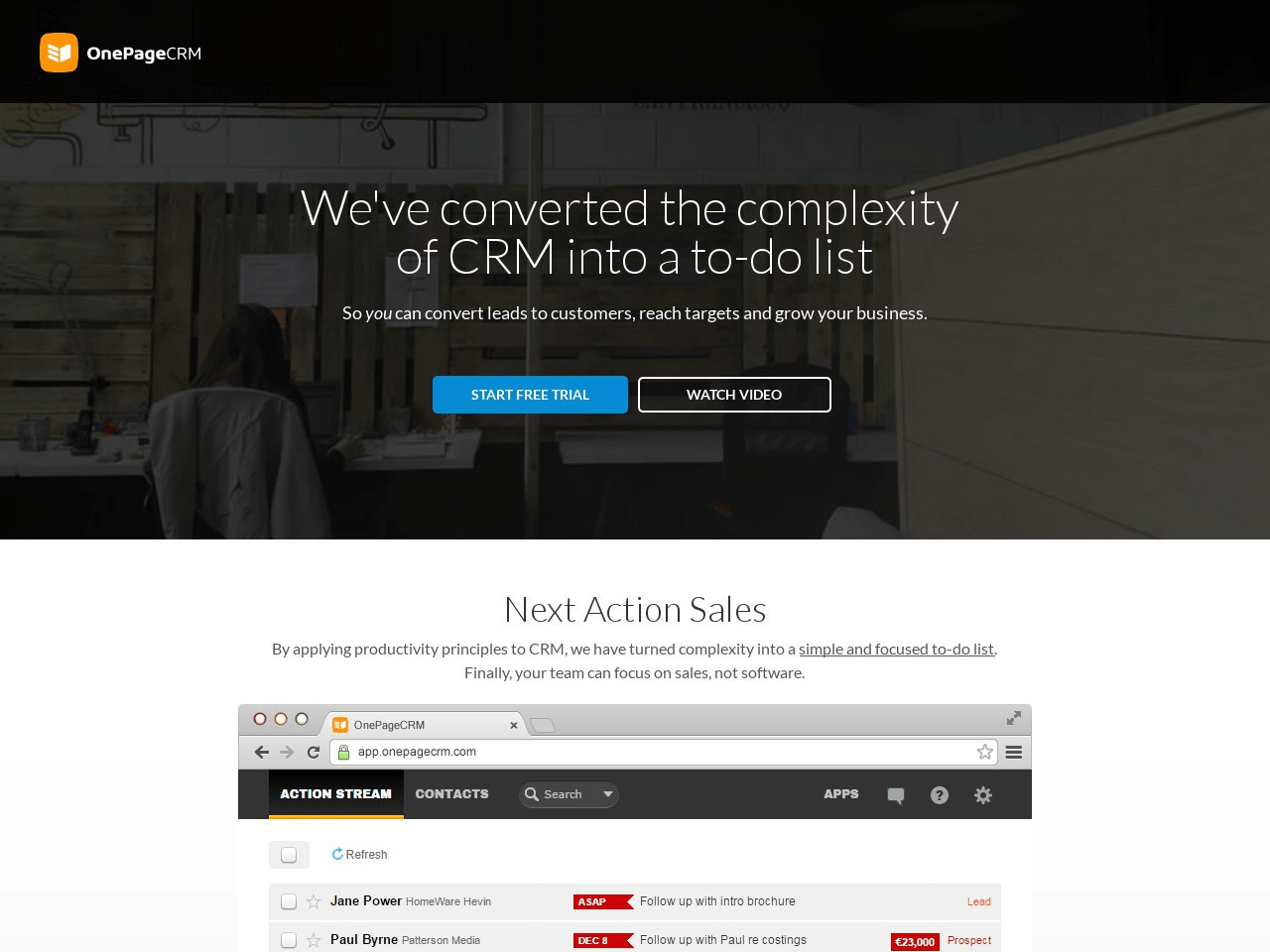 OnePageCRM Screenshot