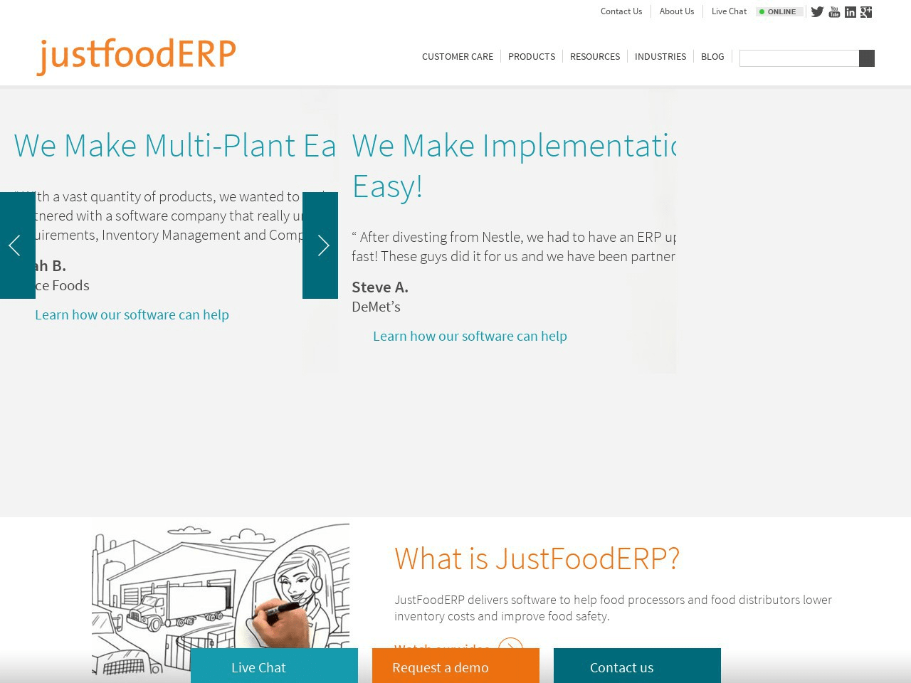 Justfood ERP Screenshot