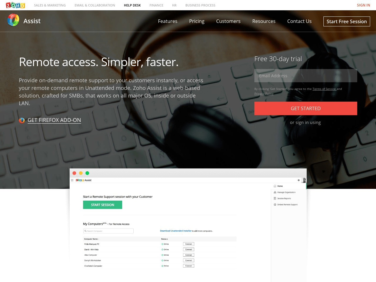 Zoho Assist Screenshot