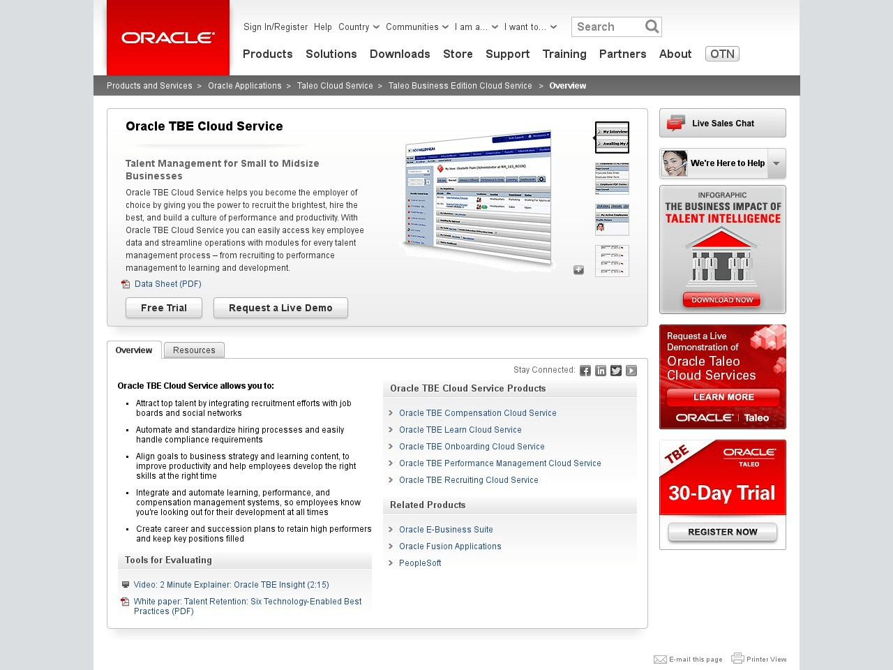Taleo Business Edition Screenshot